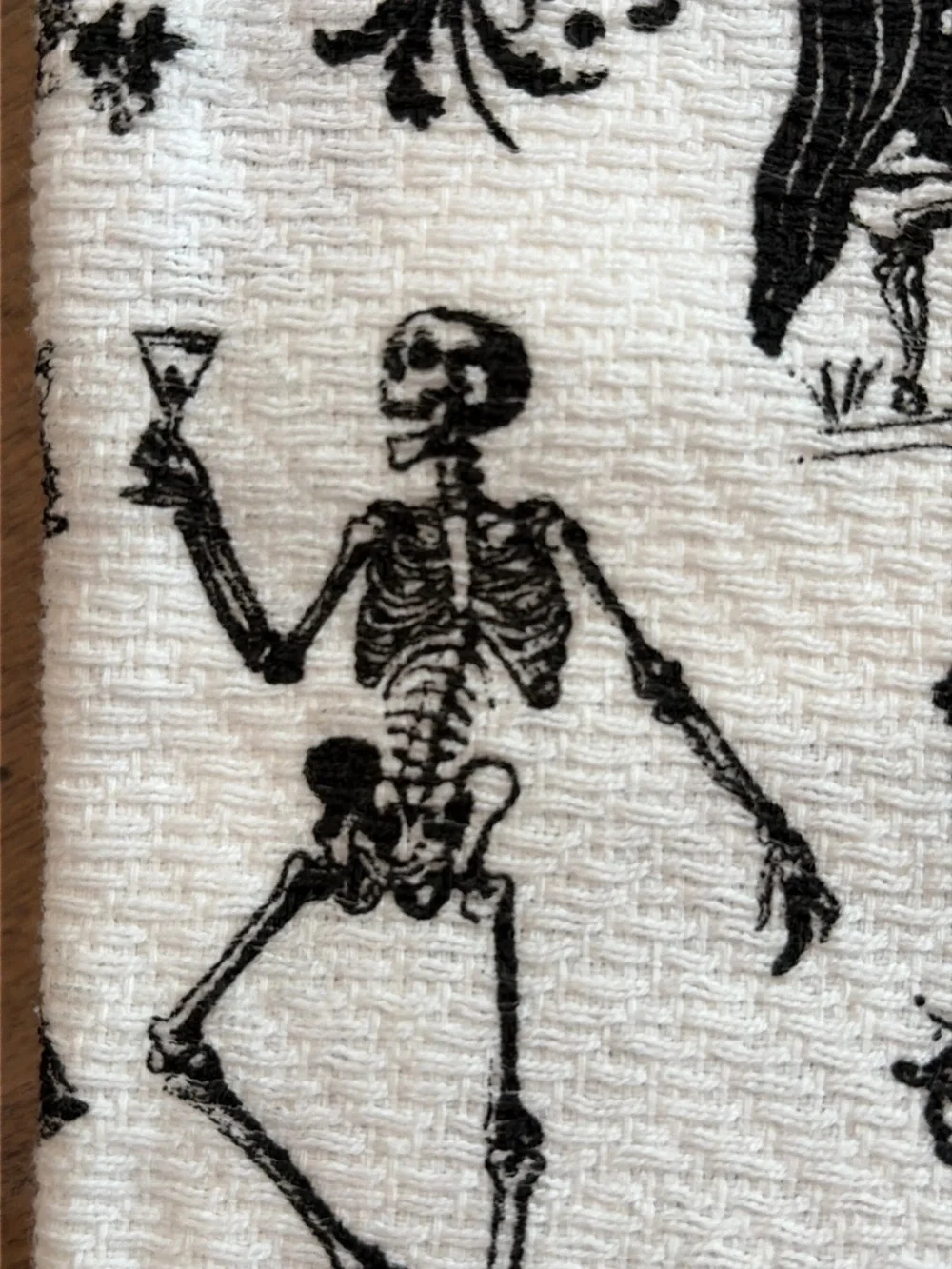 Madame Bones Halloween Towels Skeleton Party Dancing Drinking NWT